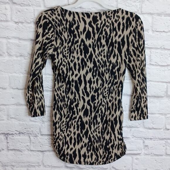 Vince Camuto Surplice Leopard Print Long Sleeve Top Ruched XS - Picture 6 of 6